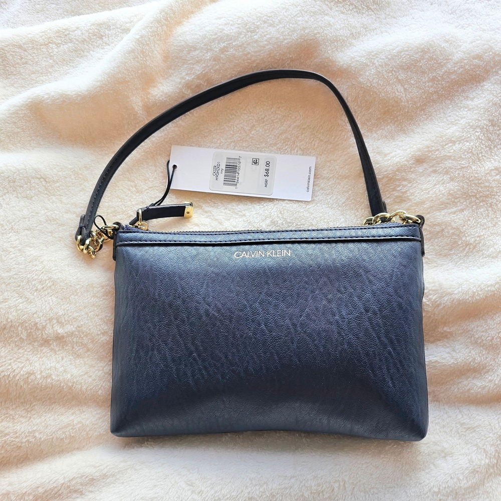 Calvin Klein Navy Mini Bag with Gold Accents